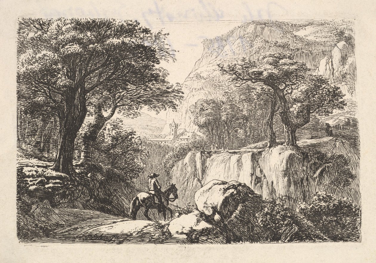 De ruiter in de kloof, 19e eeuw door Johann Christian Erhard
