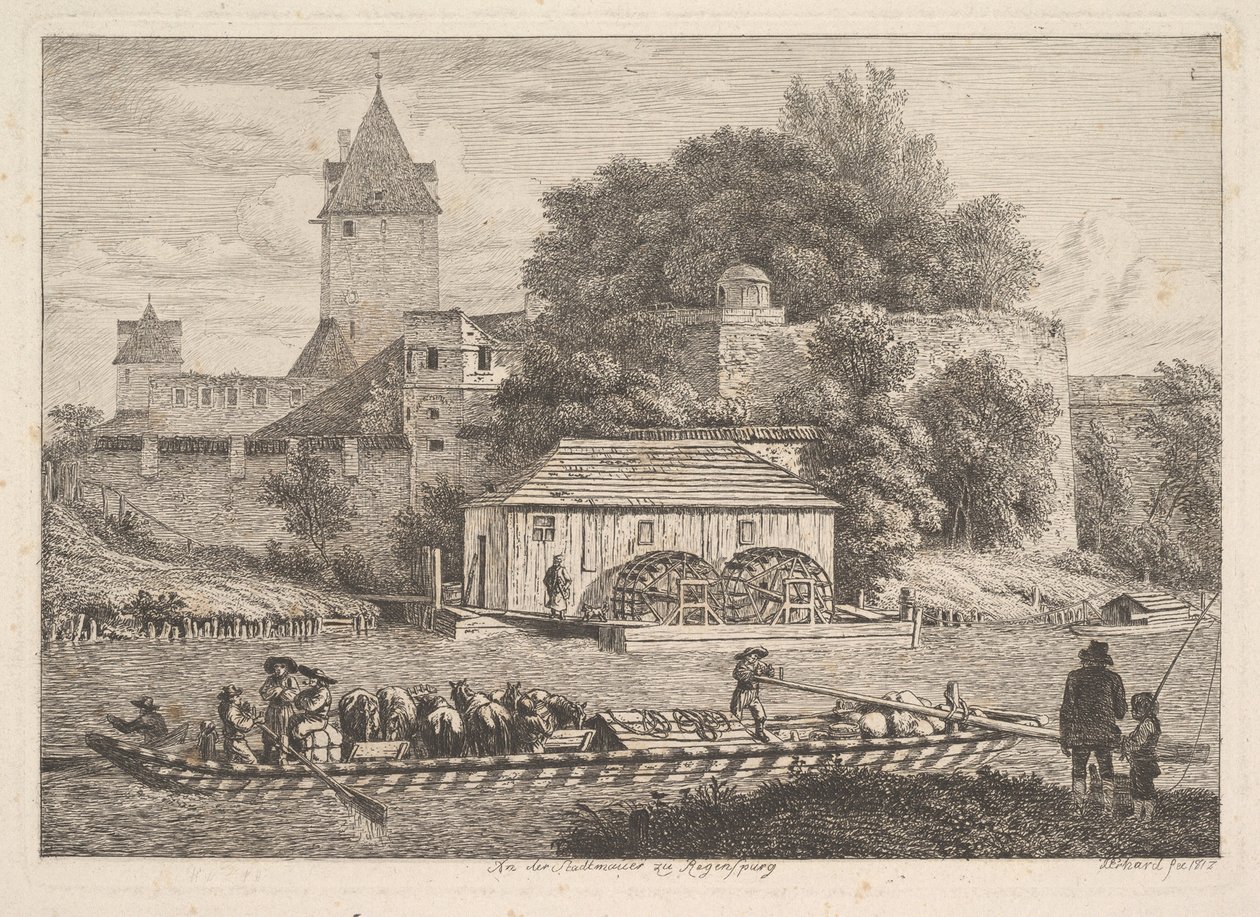 De Stadsmuur van Regensberg, 1817 door Johann Christian Erhard