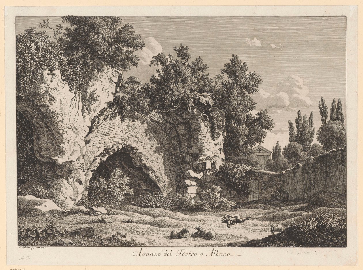 Overblijfselen van het theater in Albano door Johann Christian Reinhart