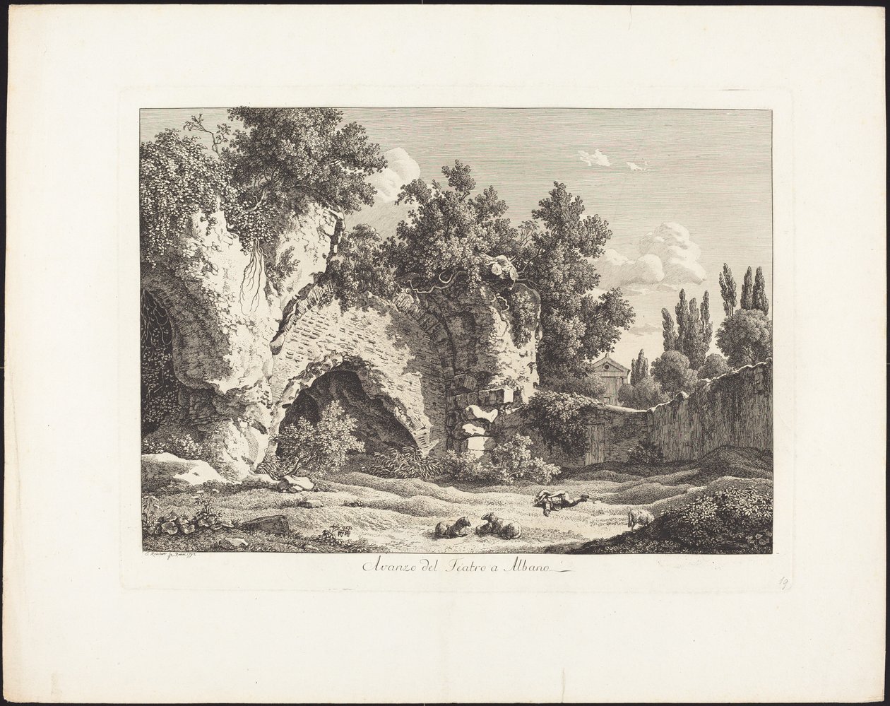 Overblijfselen van het theater in Albano door Johann Christian Reinhart