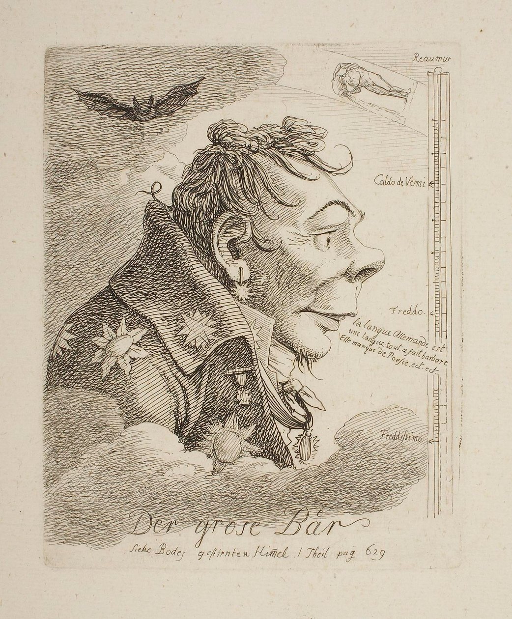 "De grote beer", karikatuur van de Russische graaf Mattweff (mogelijk de schilder Fyodor Matveyev) door Johann Christian Reinhart