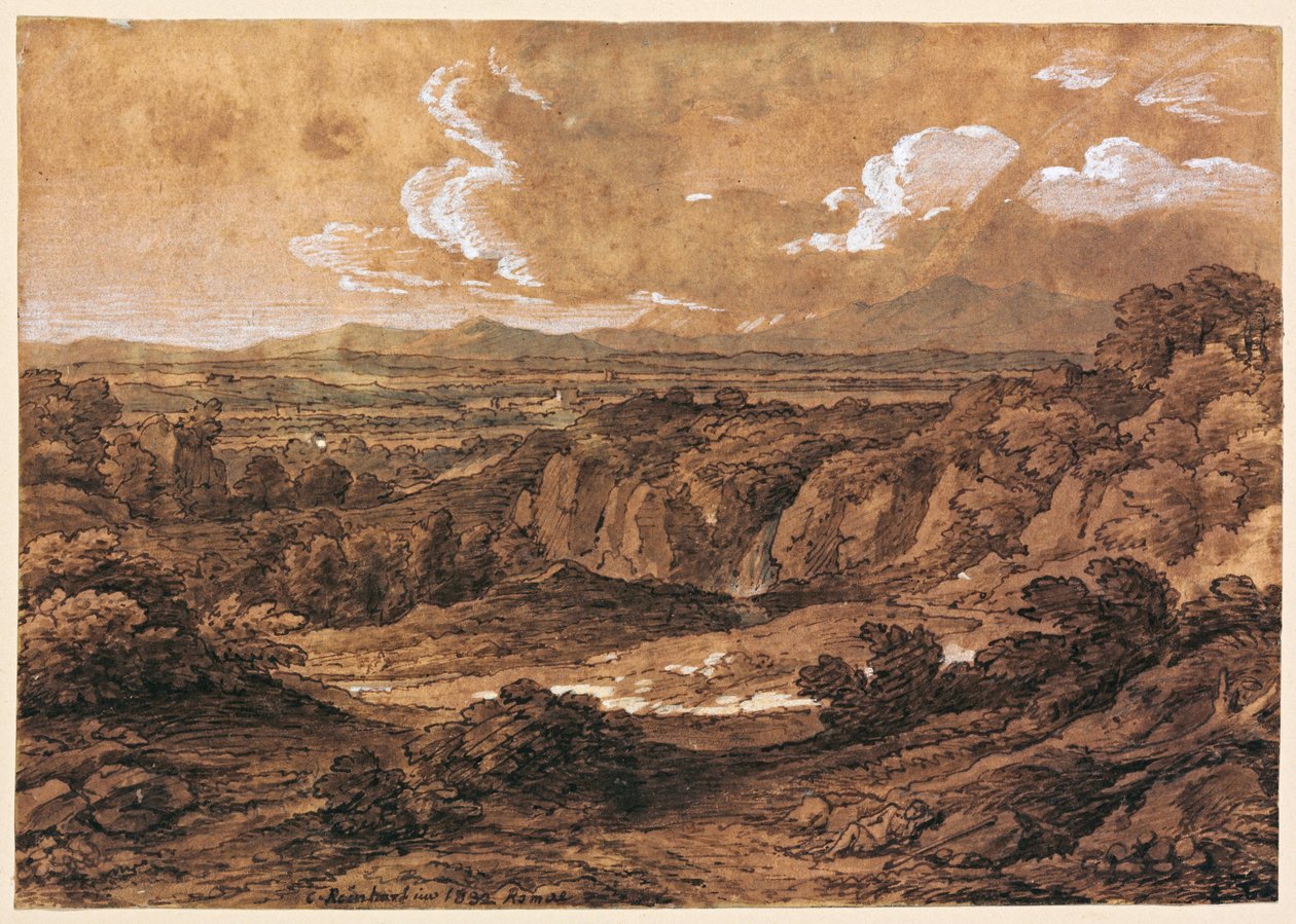 Rotsachtig boslandschap door Johann Christian Reinhart