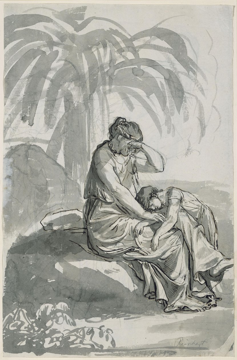 Hagar en Ismaël in de woestijn door Johann Christian Reinhart