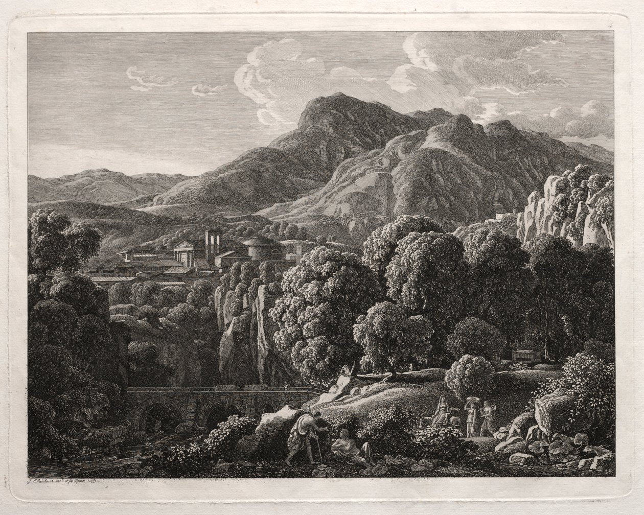 Heroïsch Landschap: Landschap met Stad en Rivier door Johann Christian Reinhart