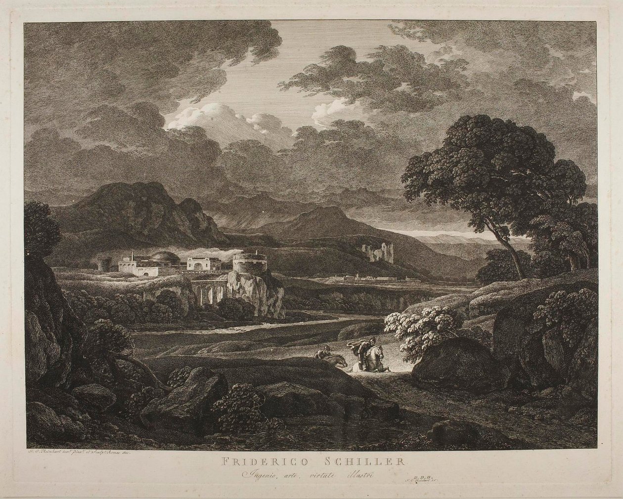 Landschap bij stormachtig weer door Johann Christian Reinhart