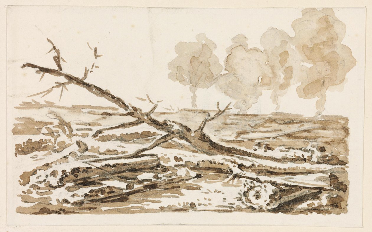 Landschapsschets met geboomte op de grond door Johann Christian Reinhart