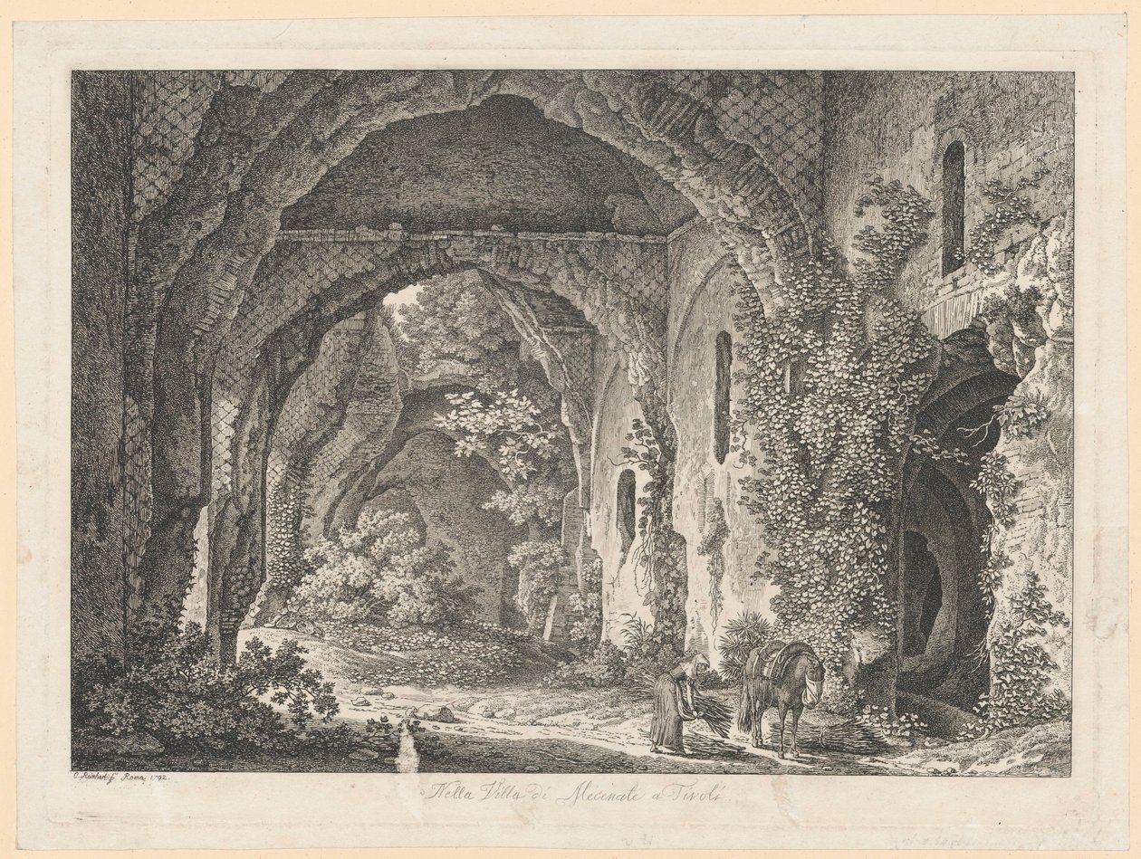 Landschap - In de villa van Maecenas in Tivoli door Johann Christian Reinhart