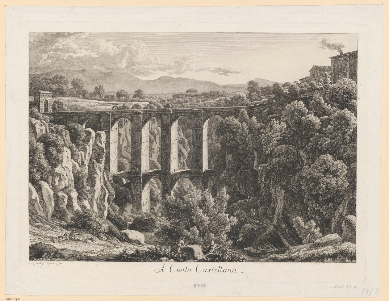 Landschap met aquaduct - Civita Castellana door Johann Christian Reinhart