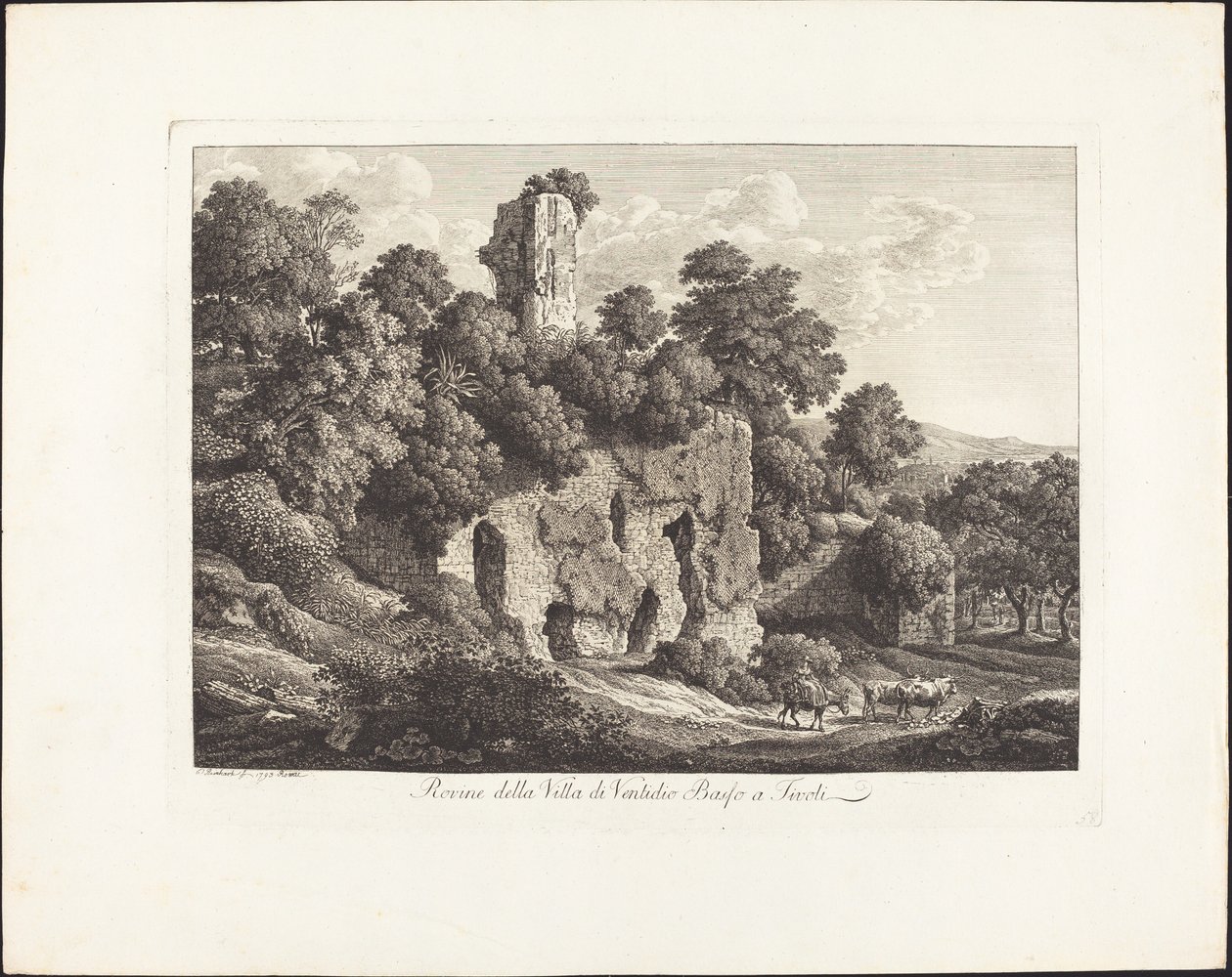 Ruïnes van de villa van Ventidio Basso in Tivoli door Johann Christian Reinhart