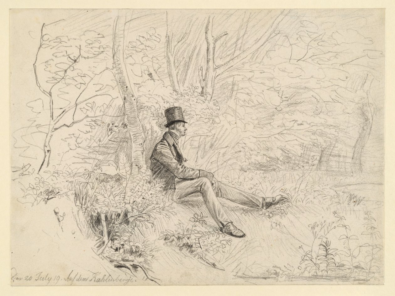 Rustende heer in het bos op de Kahlenberg door Johann Christoph Erhard