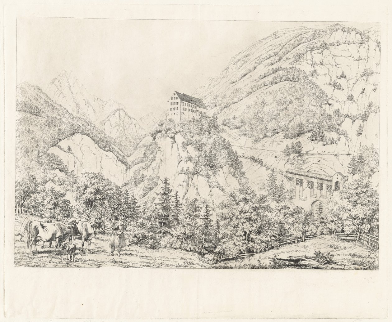 De Georgenberg in Tirol door Johann Christoph Erhard and Johann Adam Klein