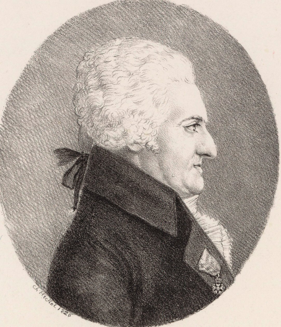 Portret van de componist Pierre-Alexandre Monsigny door Johann Christoph Heckel