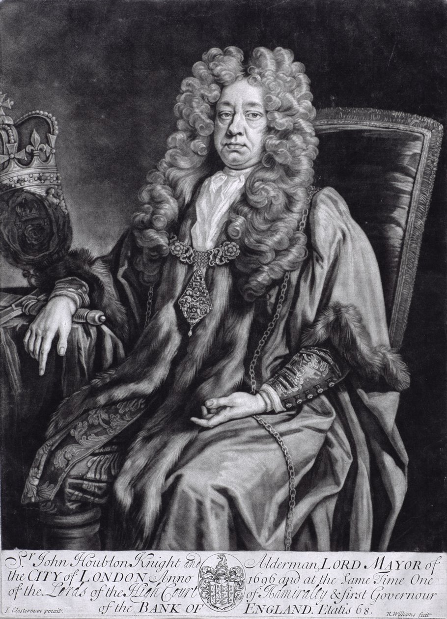 Sir John Houblon (1632-1711) gegraveerd door R. Williams door Johann Closterman