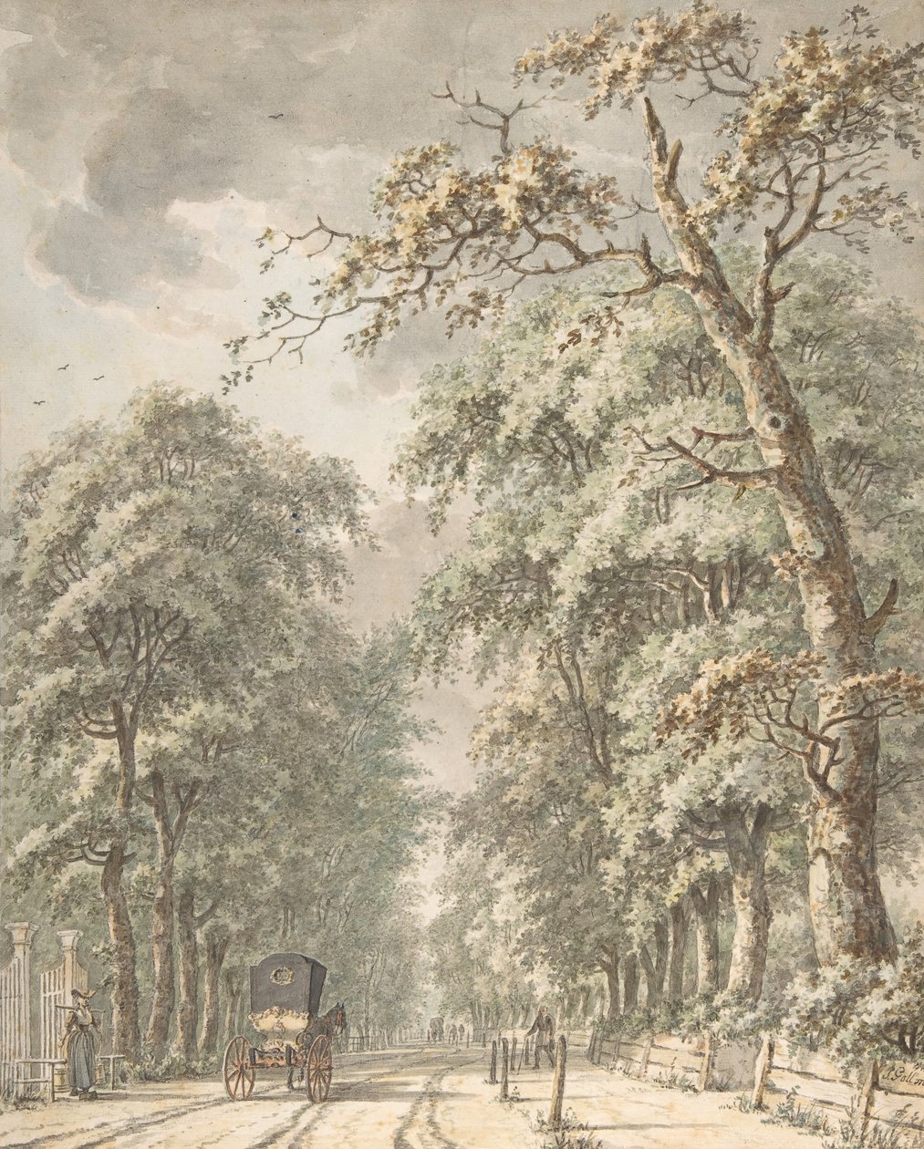 De Amstelveenseweg van Amsterdam richting Amstelveen, midden 18e eeuw - late 18e eeuw door Johann Edler Goll van Franckenstein