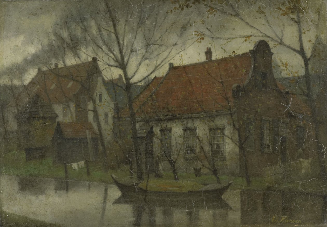 Uitzicht in een dorp door Johann Eduard Karsen