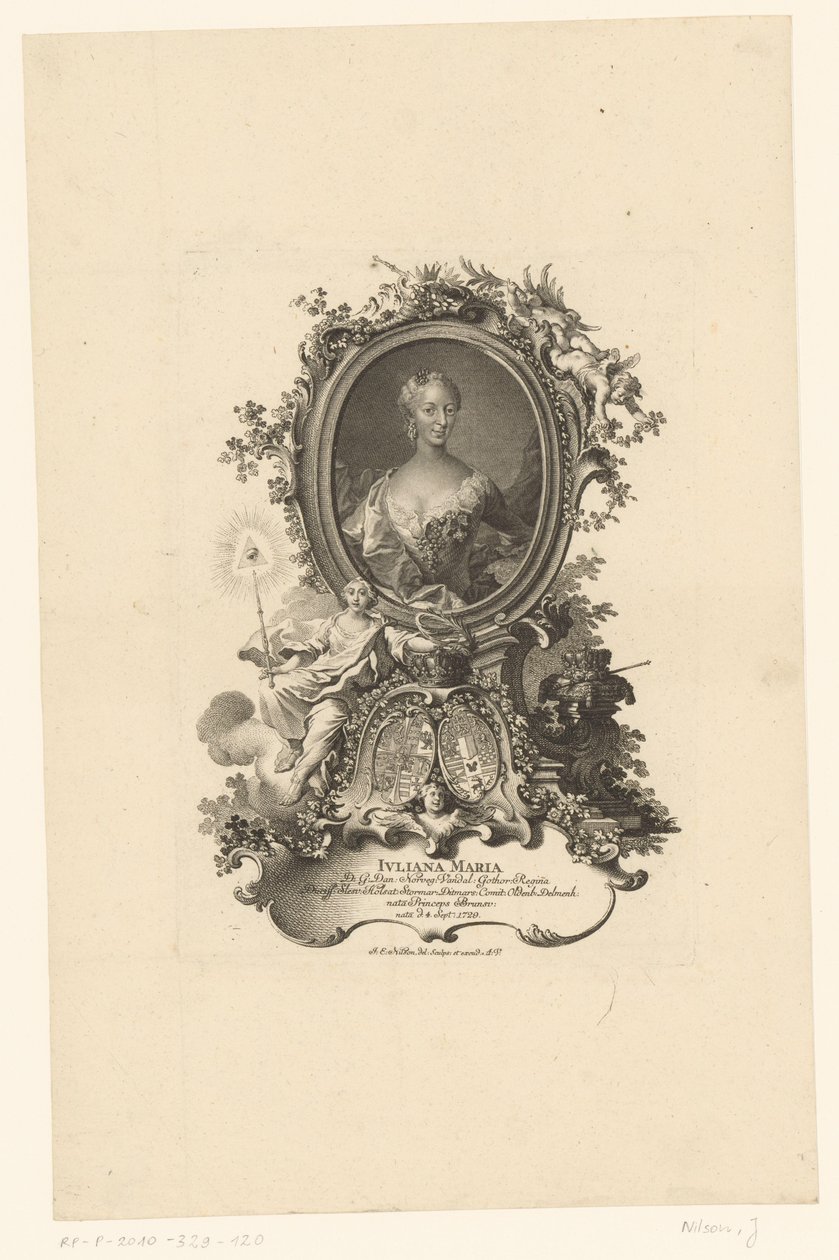 Portret Juliana Maria van Sleeswijk Hollsteyn door Johann Esaias Nilson