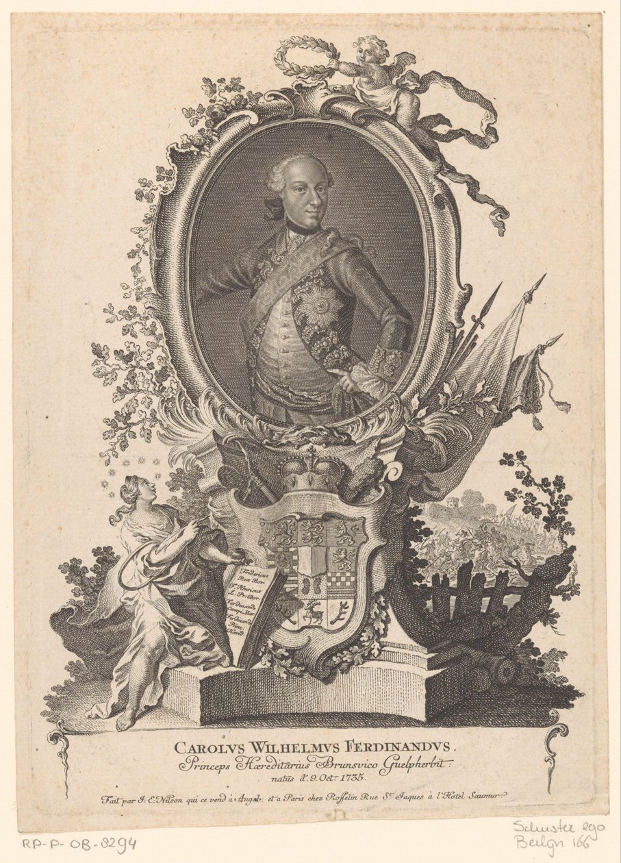 Portret van Karel Willem Ferdinand van Brunswijk-Wolfenbüttel door Johann Esaias Nilson
