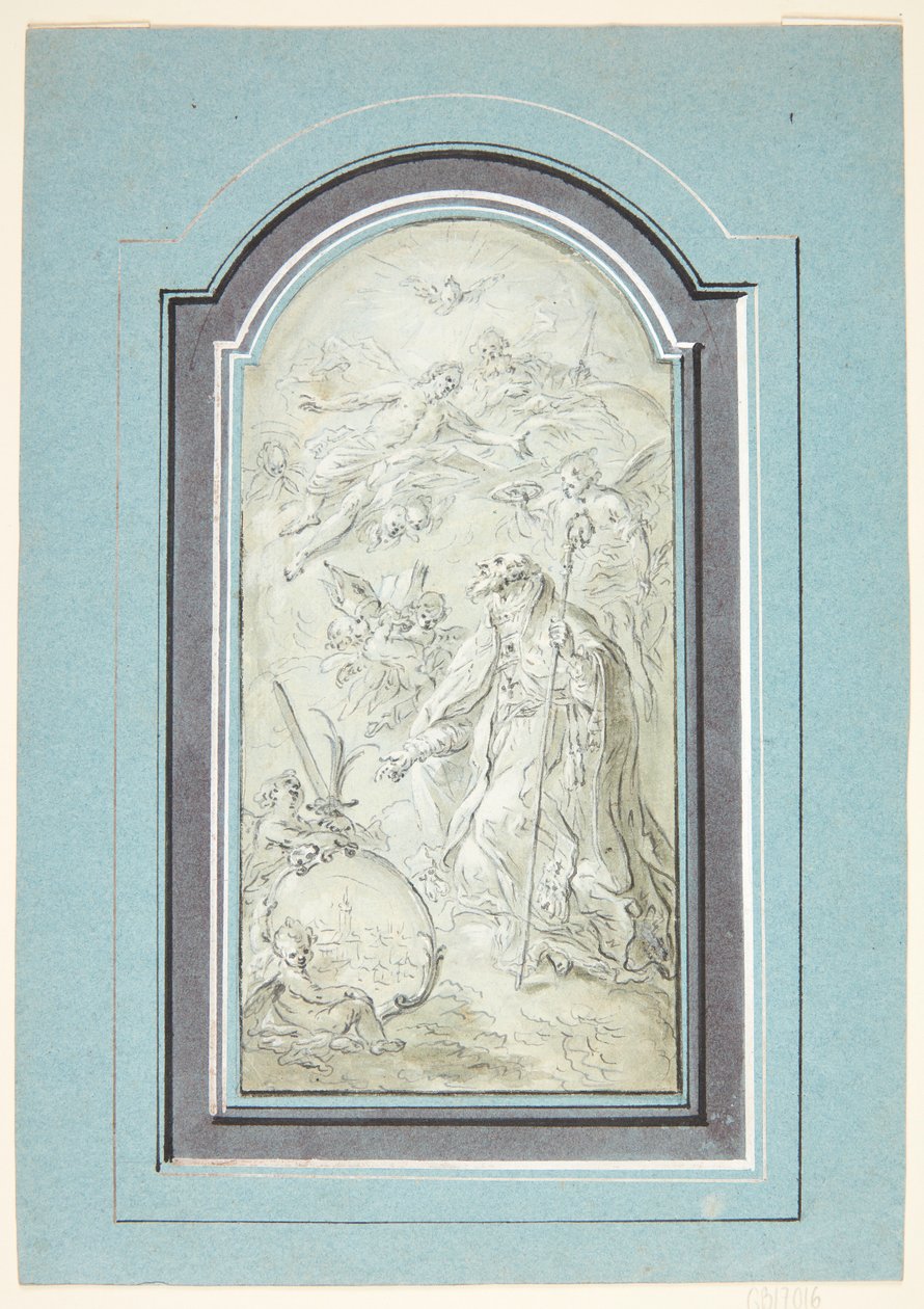 Deens: Knielende bisschop tot heilige verheven door Johann Evangelist Holzer