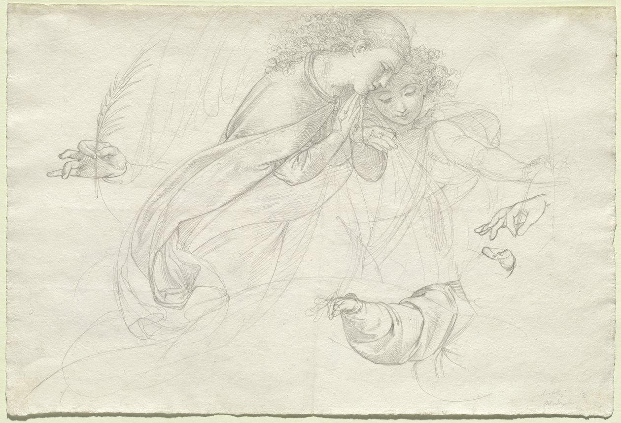 Twee Treurende Engelen door Johann Evangelist Scheffer von Leonhardshoff