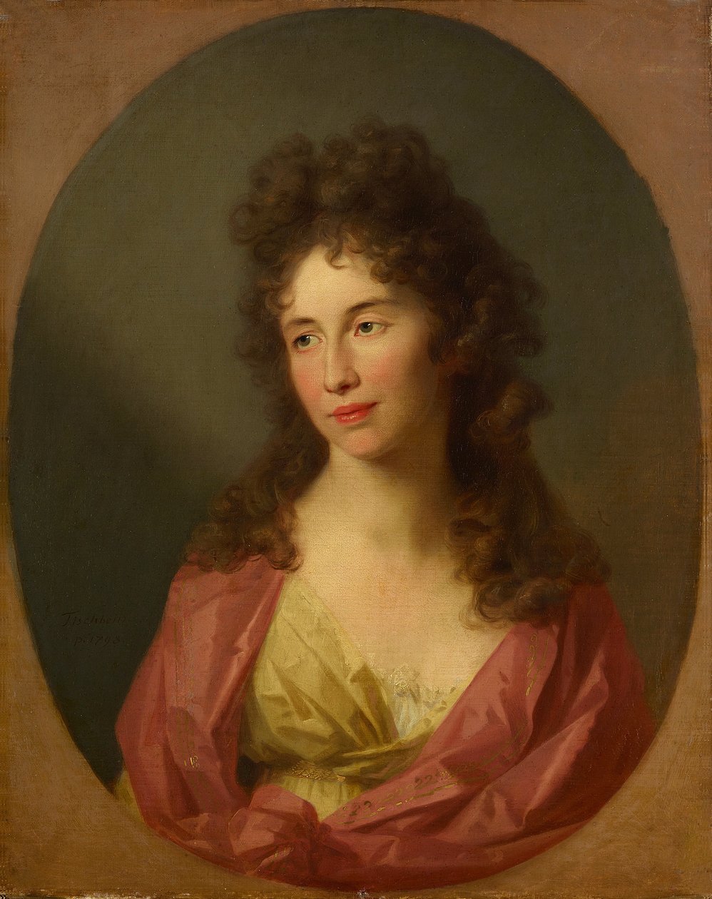 Portret van Konradine Hufeland, geboren Wiedemann door Johann Friedrich August Tischbein