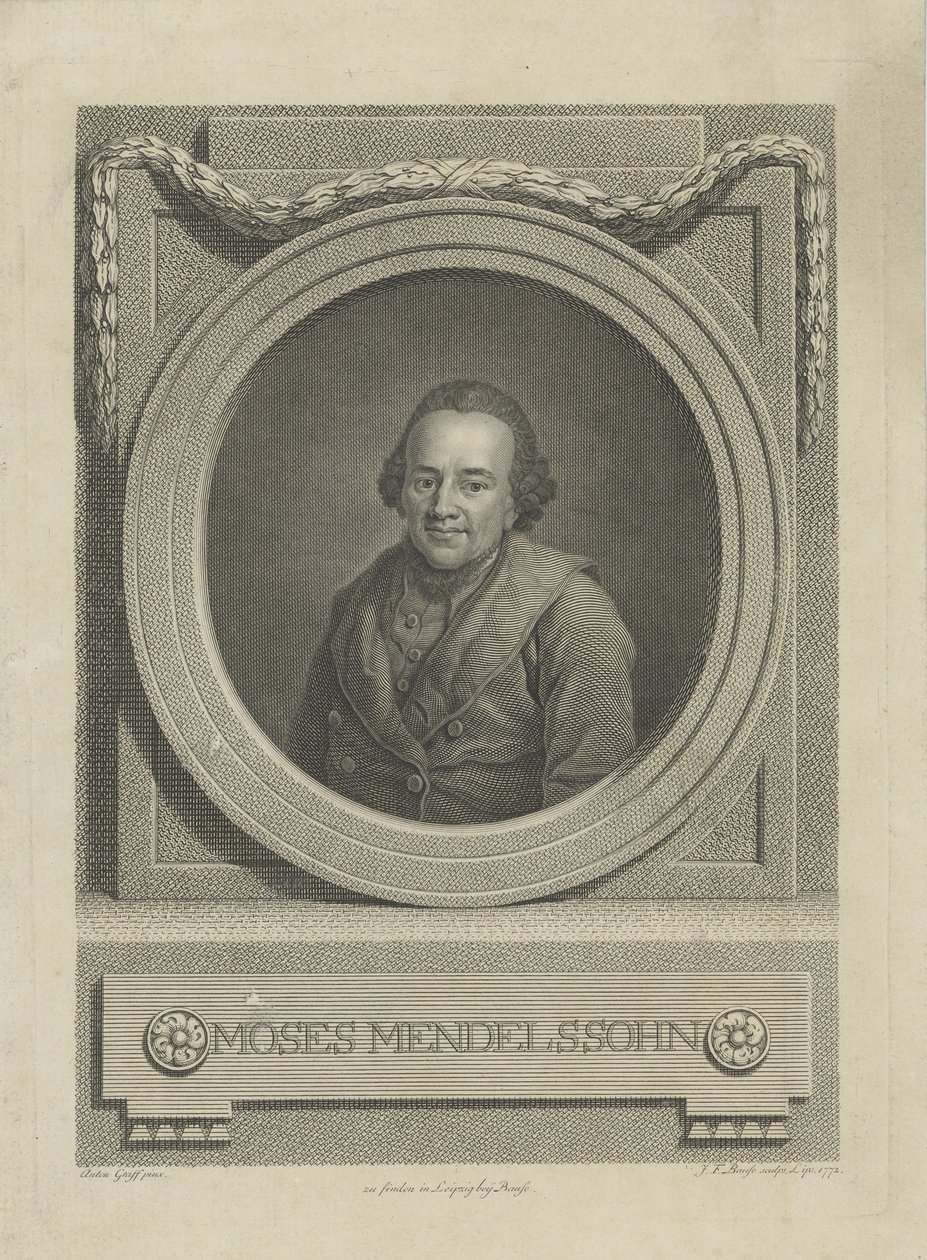 Portret van Moses Mendelssohn 1729-1786, 1772 door Johann Friedrich Bause