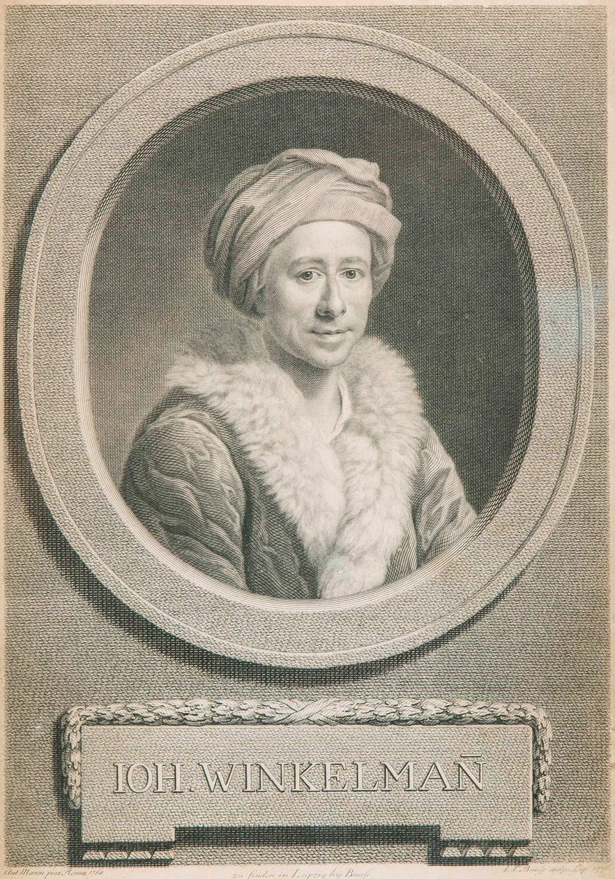 Portret van de kunsthistoricus en archeoloog Johann Joachim Winckelmann door Johann Friedrich Bause