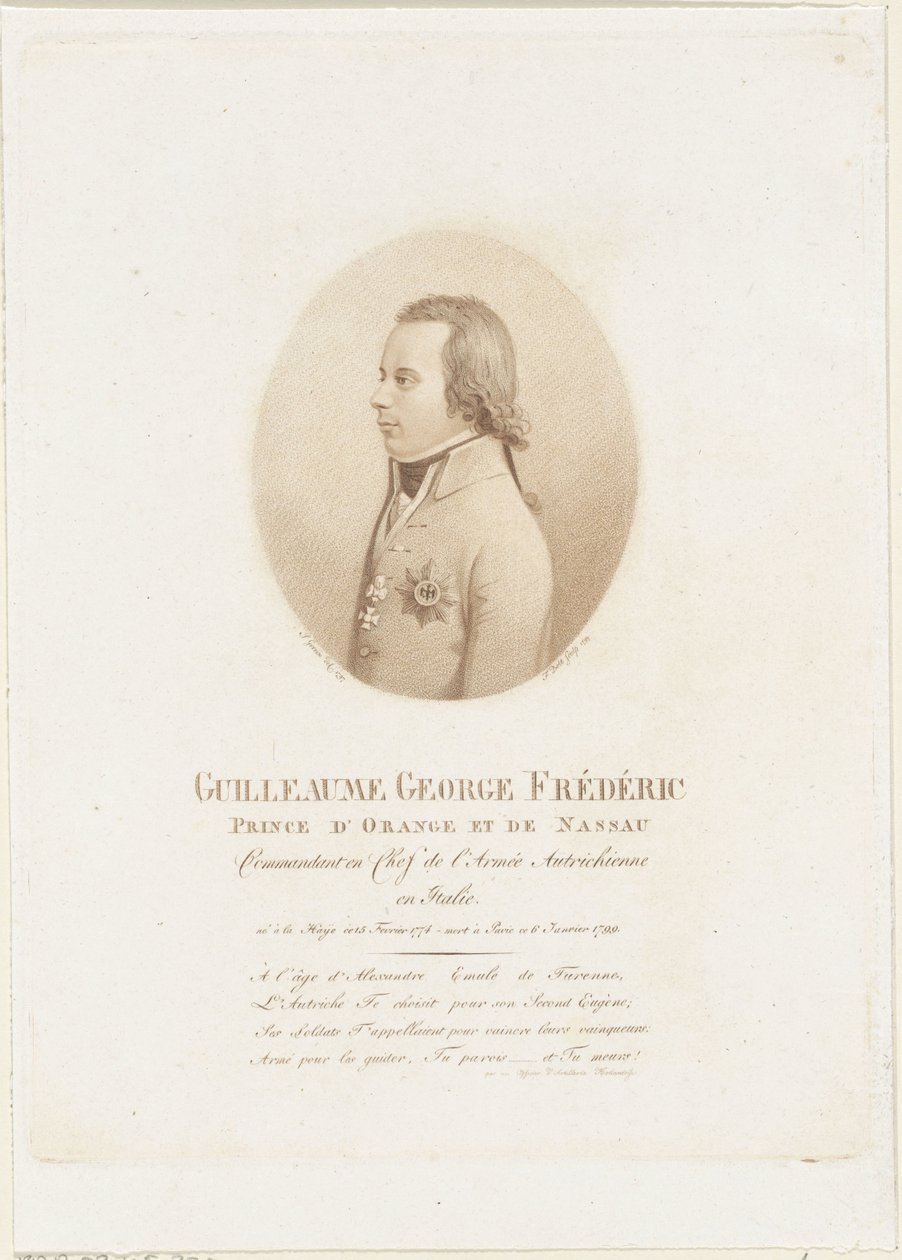 Portret van Frederik, prins van Oranje-Nassau door Johann Friedrich Bolt