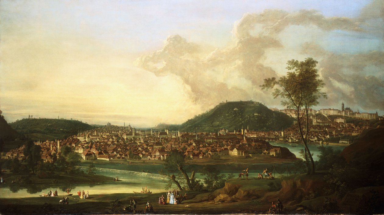 Uitzicht op Praag vanuit het oosten door Johann Friedrich Meyer