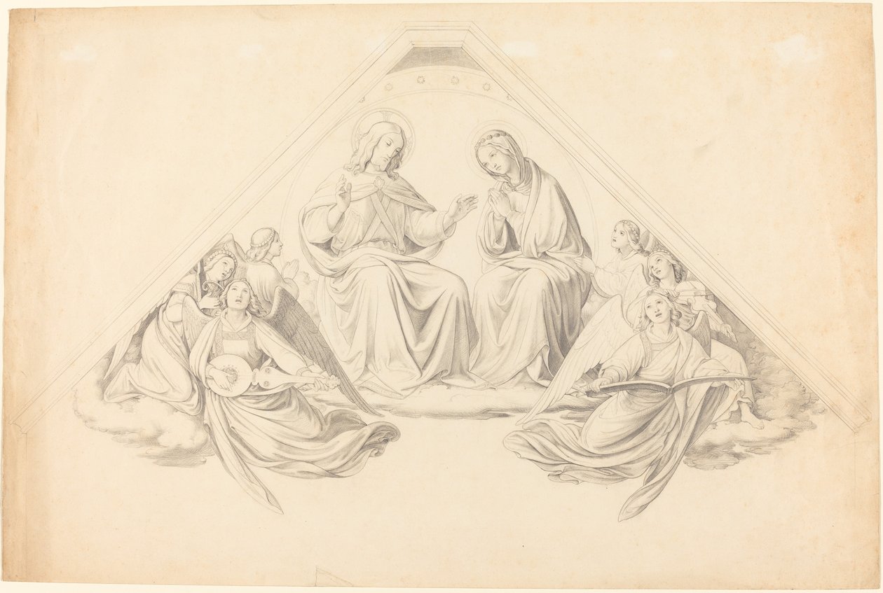 Christus en de Maagd met Muziekmakende Engelen door Johann Friedrich Overbeck