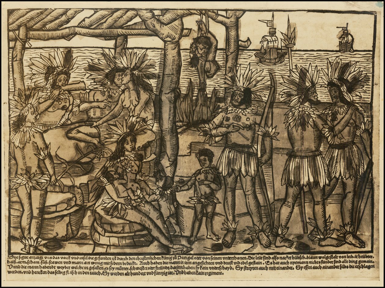 Illustratie uit 1500 van inheemse Amerikanen door Johann Froschauer door Johann Froschauer