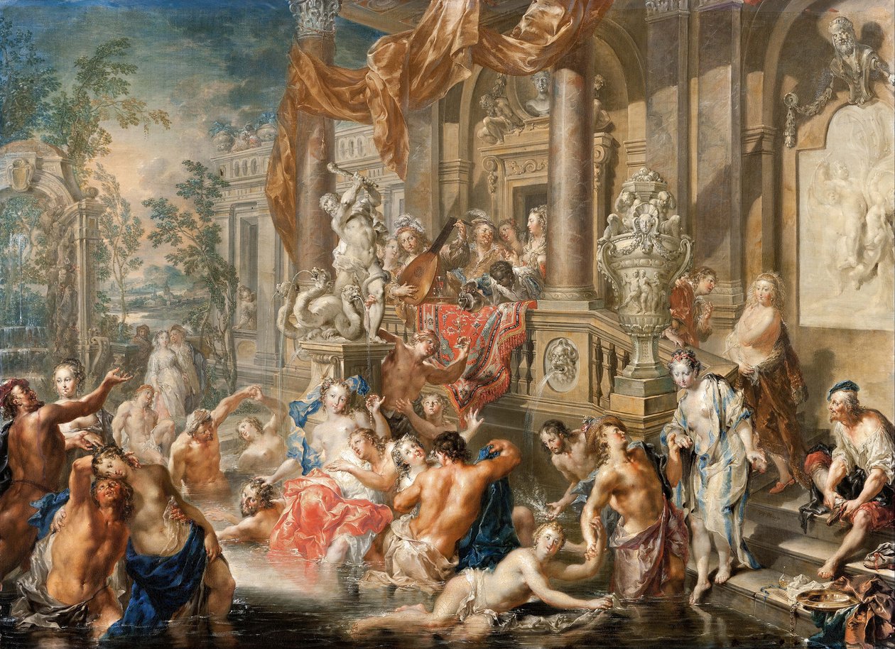Fonteinscène voor een paleis, 1731-1734 door Johann Georg Platzer