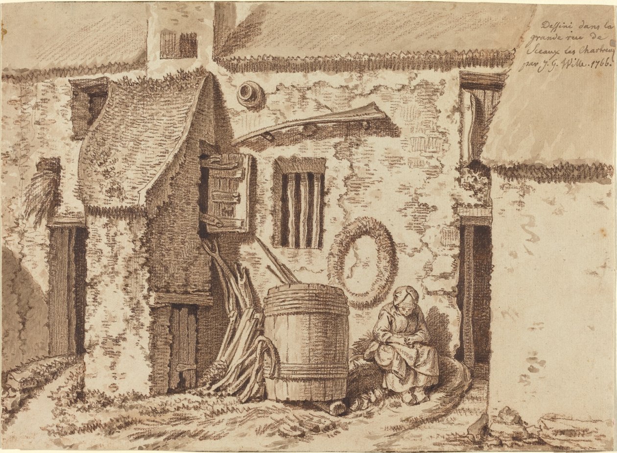 Een rustiek huis in de Grand Rue in Sceaux-Les-Chartreux door Johann Georg Wille