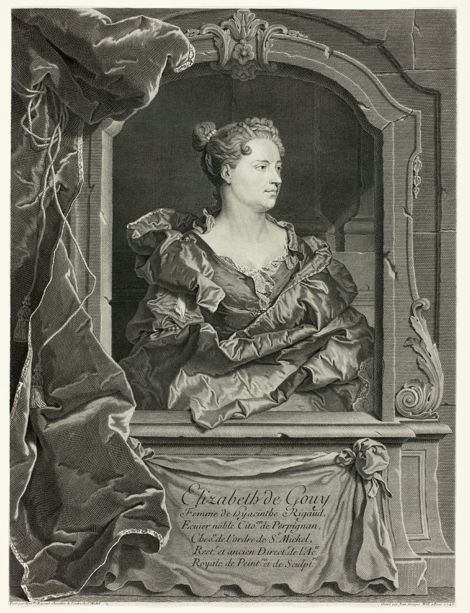 Portret van Elizabeth de Gouy door Johann Georg Wille