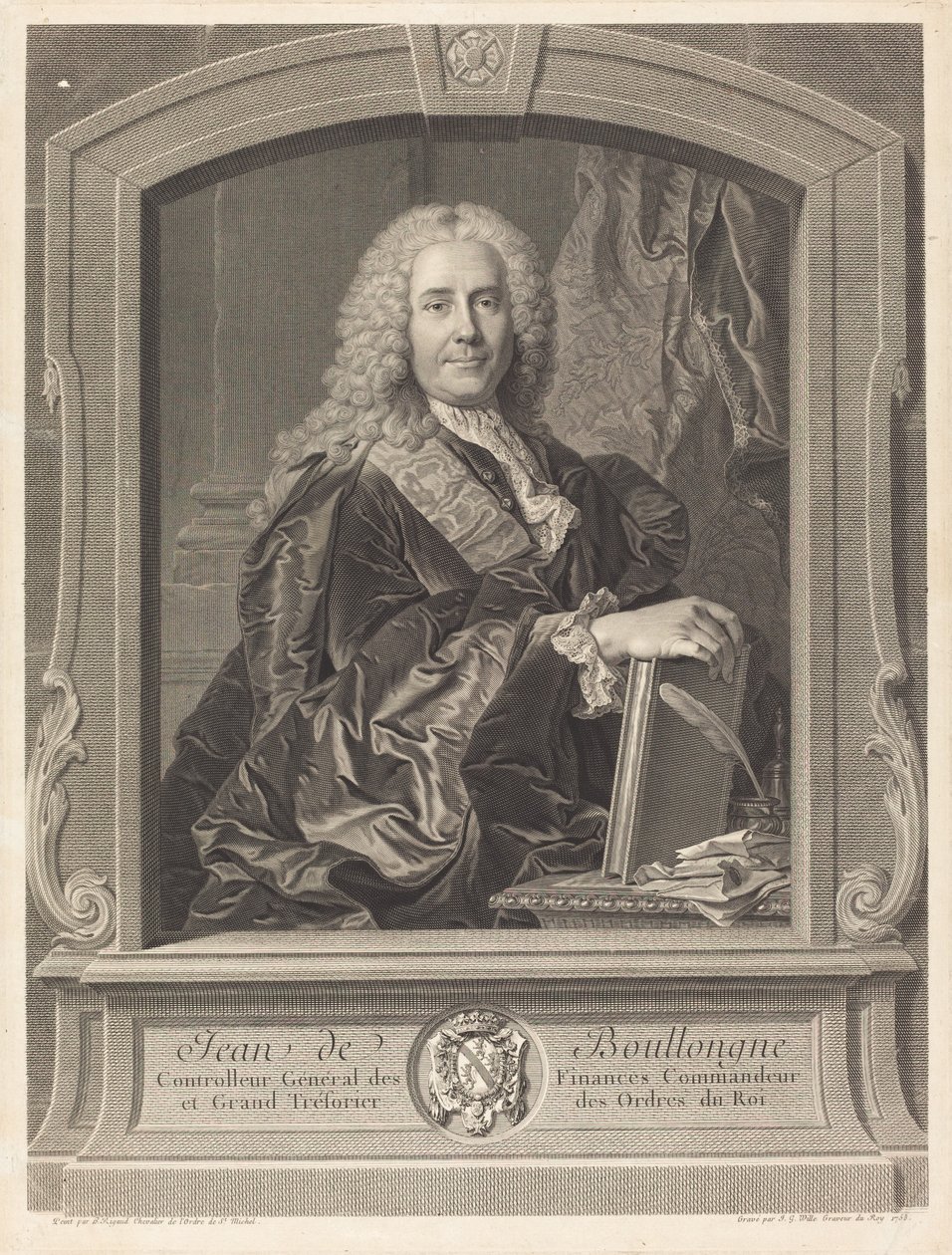 Jean de Boullongne door Johann Georg Wille after Hyacinthe Rigaud
