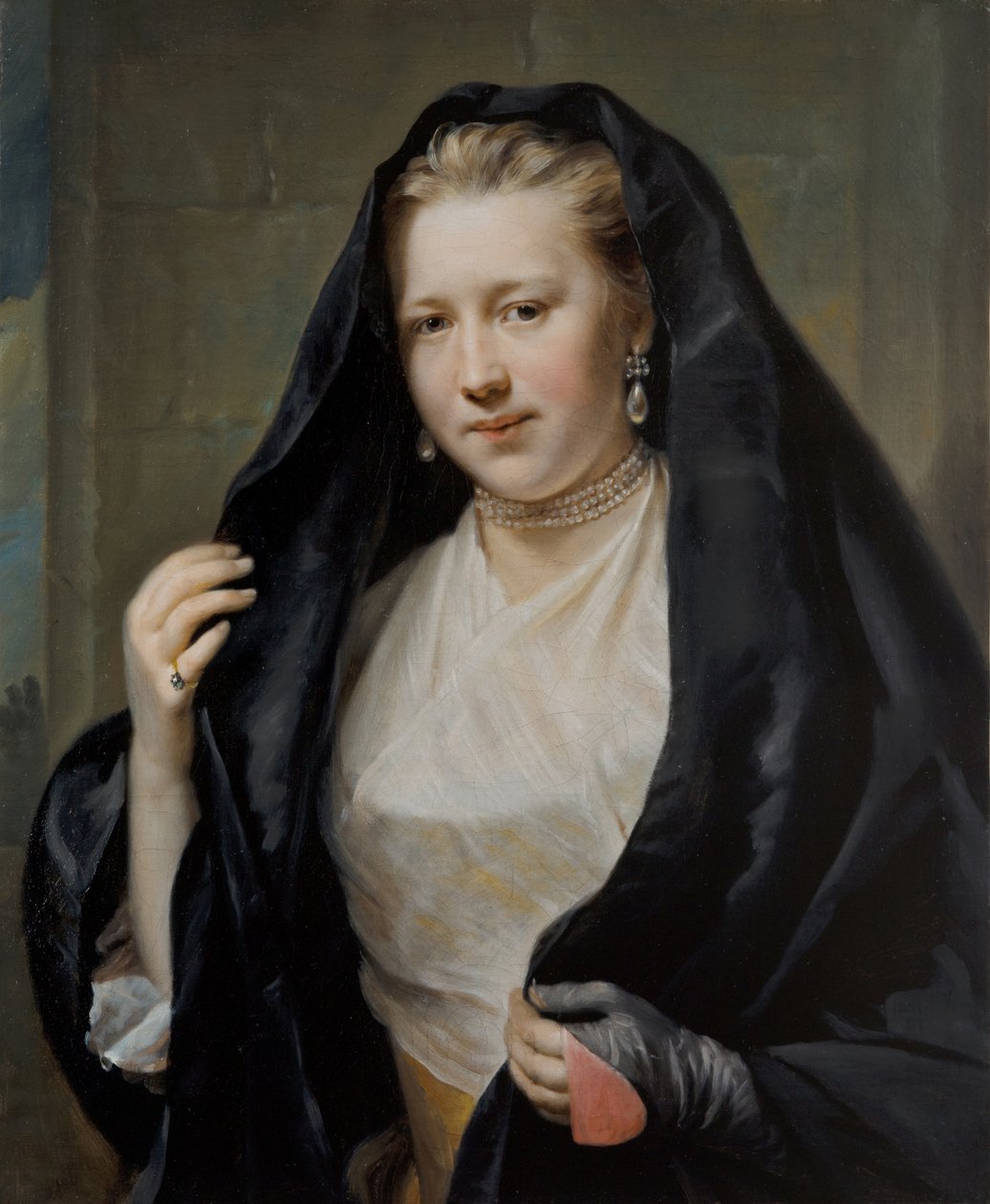 Portret van een elegante dame door Johann Georg Ziesenis