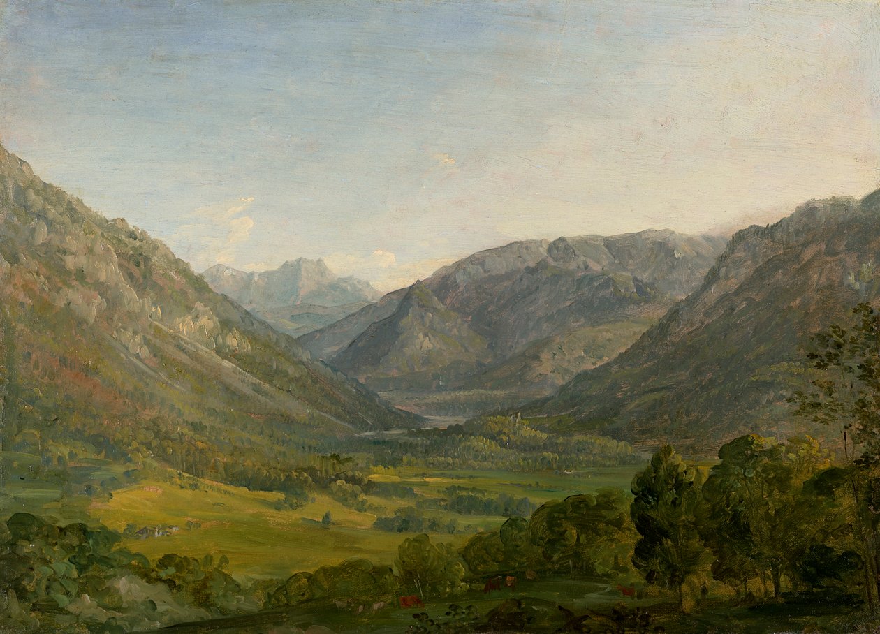 Bergdal (omgeving van Ruhpolding) door Johann Georg von Dillis