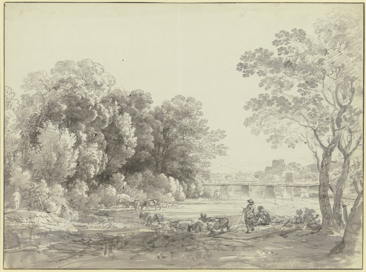 Pratereiland in München door Johann Georg von Dillis