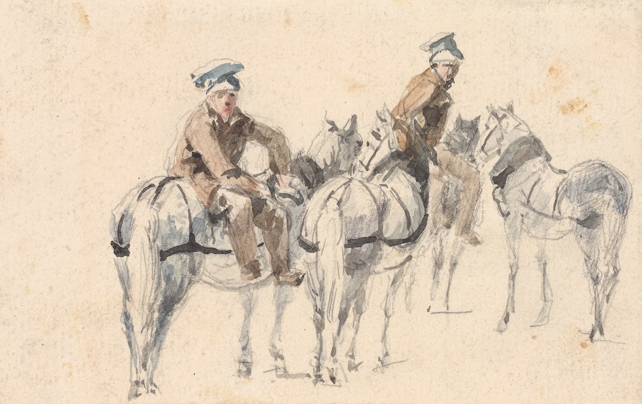 Vier paarden door Johann Georg von Dillis