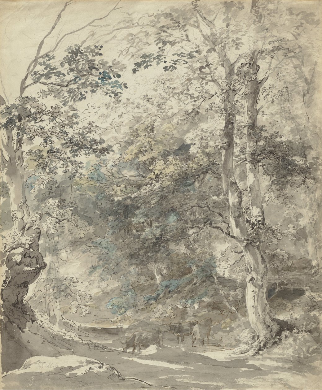 Boslandschap met koeien door Johann Georg von Dillis