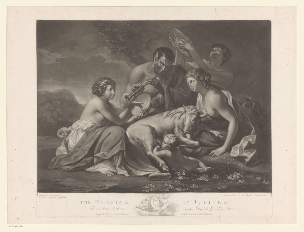 Jupiter gezoogd door de geit Amalthea door Johann Gerard Huck
