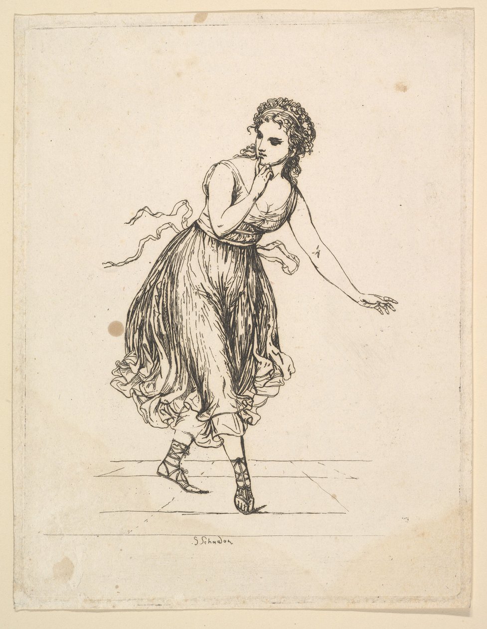 Vrouw Alleen, uit de serie Het Dansende Paar Vigano door Johann Gottfried Schadow
