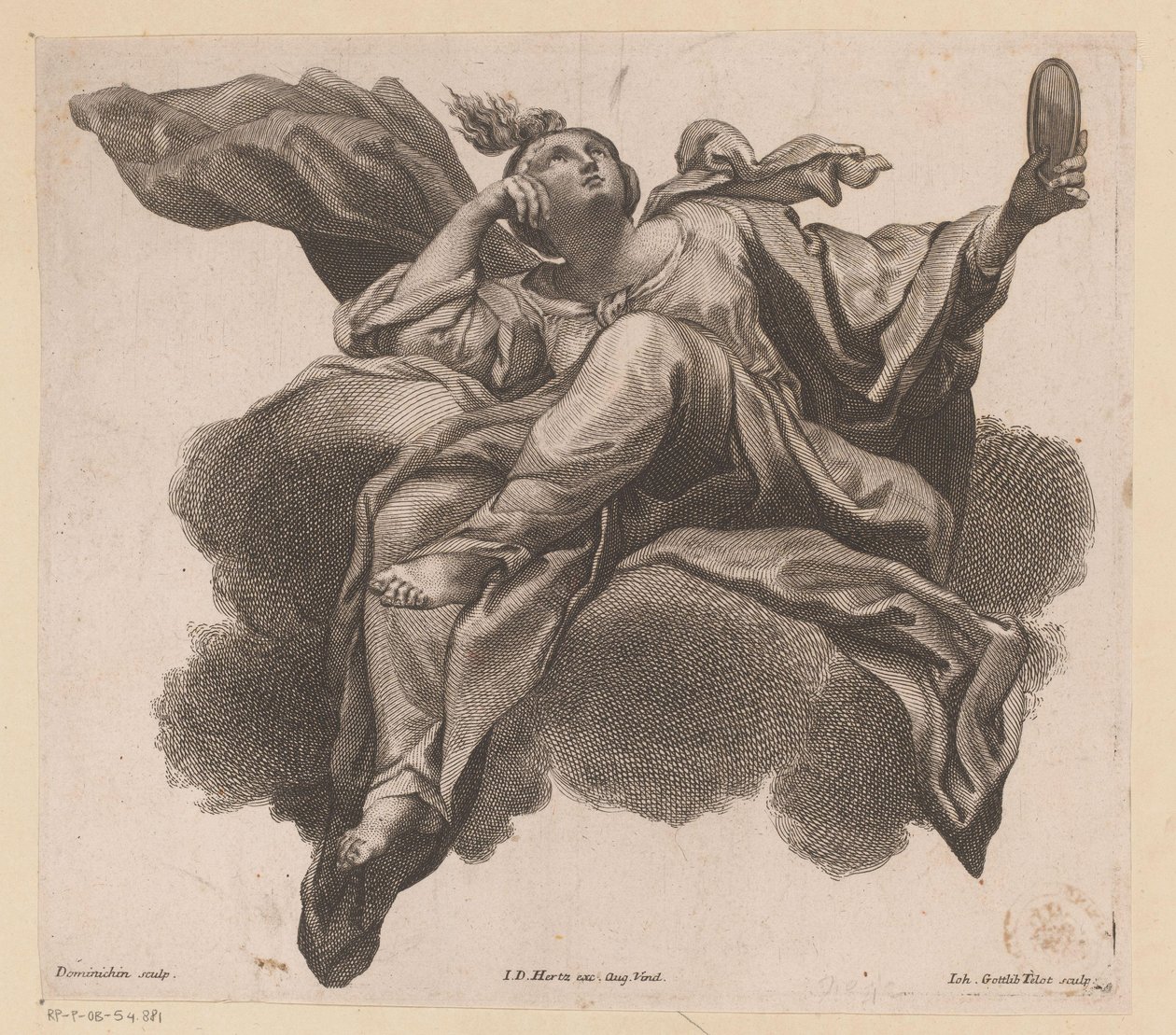 Prudentia met spiegel in de hand door Johann Gottfried Thelott