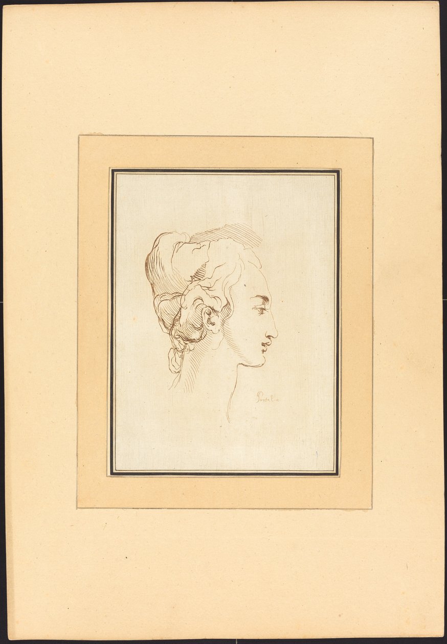 Hoofd van een vrouw door Johann Gottlieb Prestel after Guercino