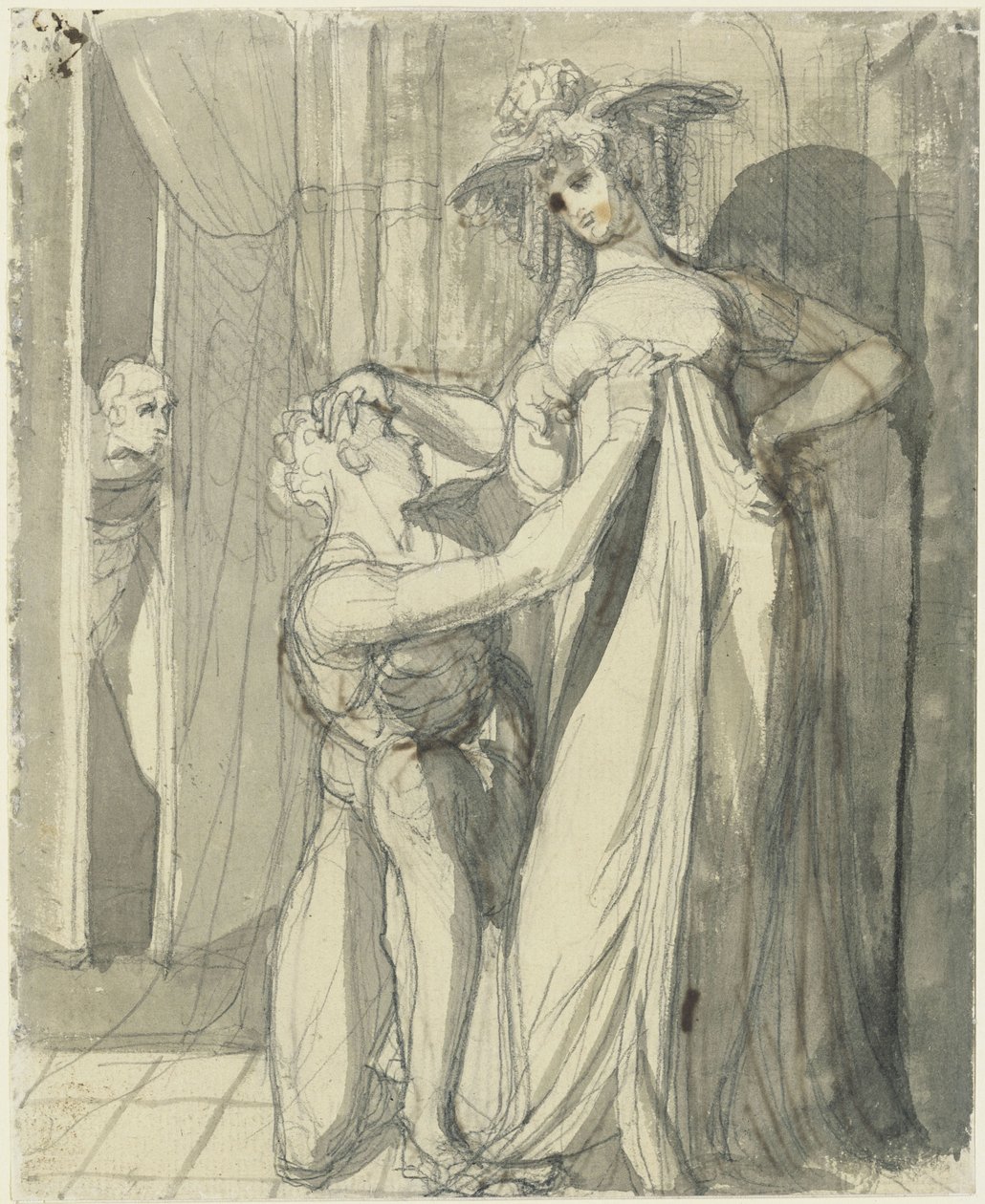 Siegfried en Kriemhild verrast door Hagen door Johann Heinrich Füssli