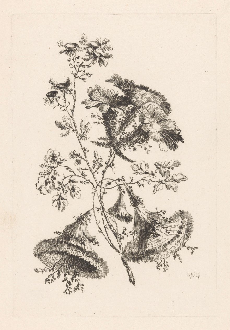 Driehoekige bloemen door Johann Heinrich  Hess