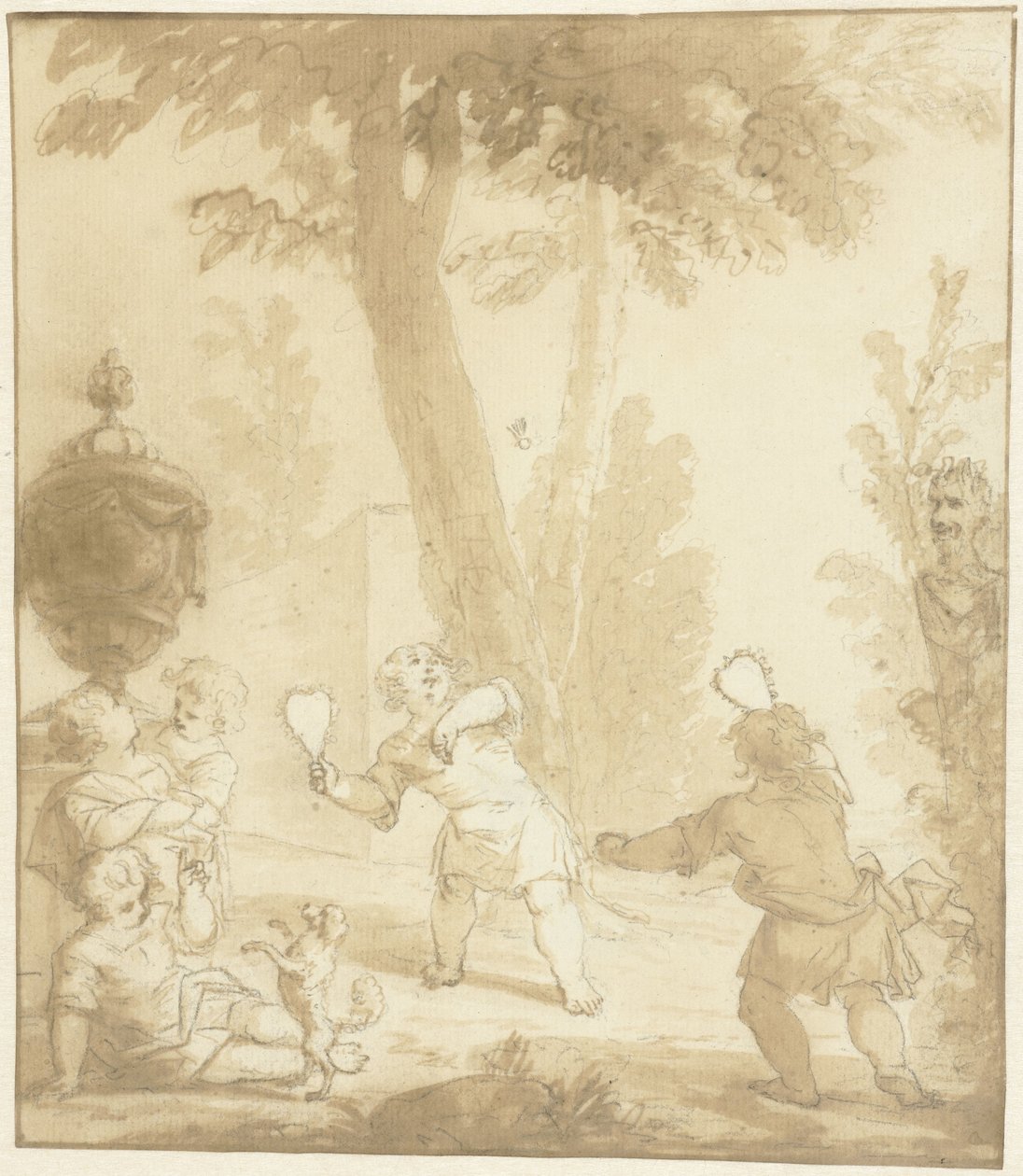 Allegorische voorstelling met spelende kinderen door Johann Heinrich Keller (II)