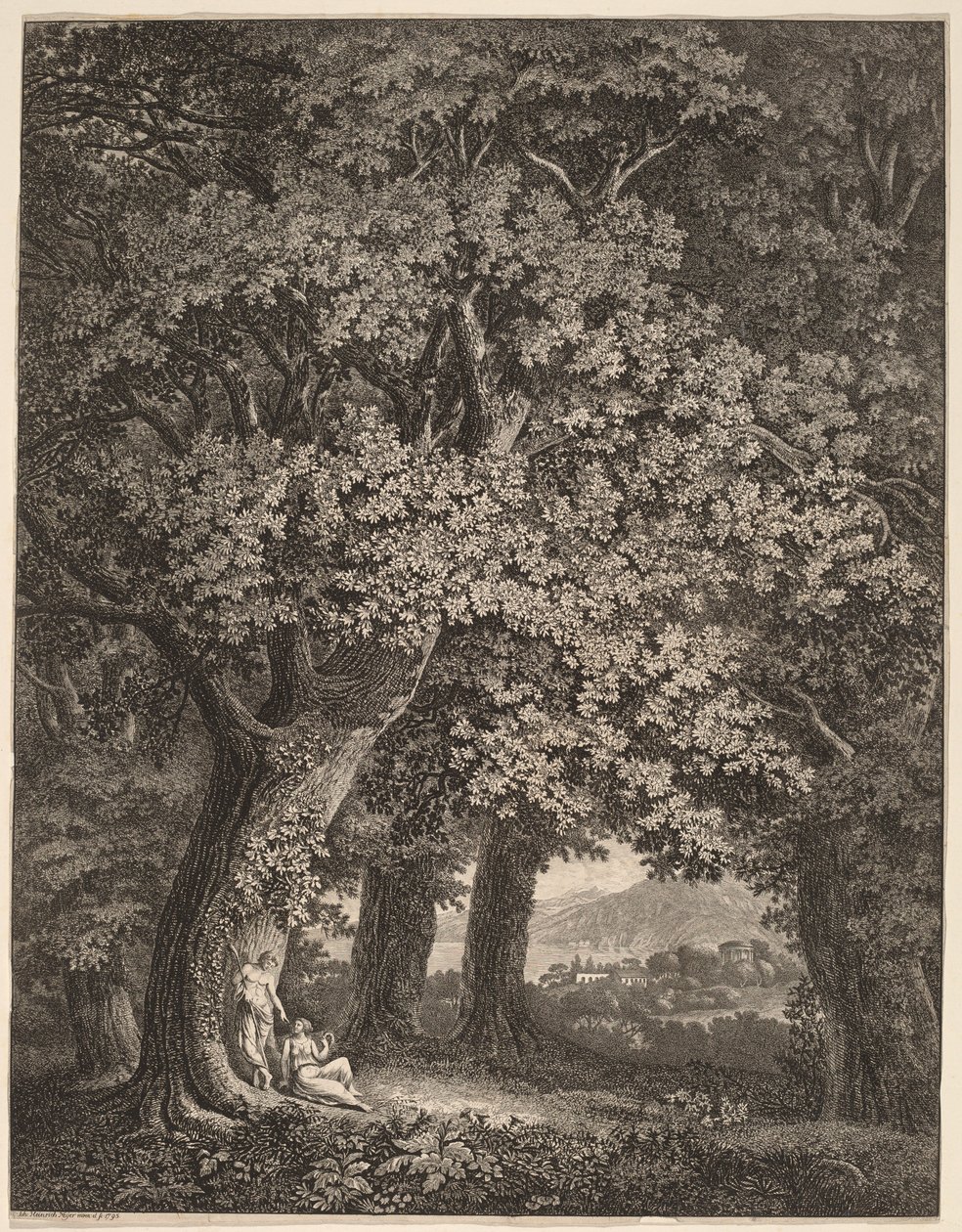 Italiaans landschap met een paar herders door Johann Heinrich Meyer