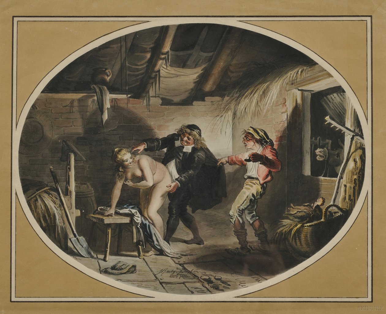 La Jument du compère Pierre naar het gedicht van Jean de La Fontaine, 1800 door Johann Heinrich Ramberg