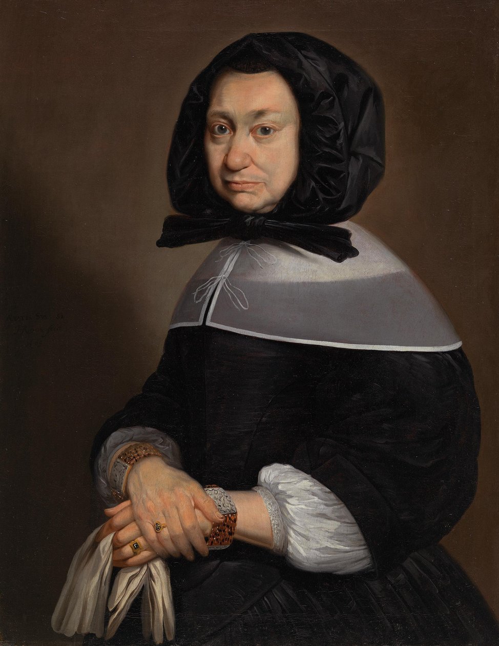 Portret van een dame op 61-jarige leeftijd door Johann Heinrich Roos