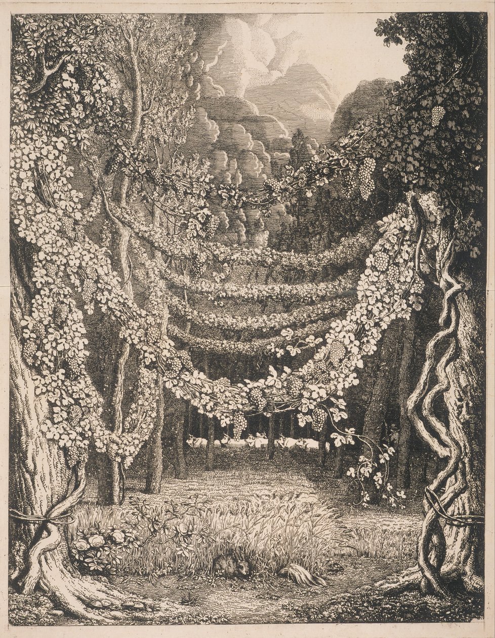 Denkbeeldig uitzicht op een wijngaard langs de weg naar de grot van Polyphemus door Johann Heinrich Wilhelm Tischbein